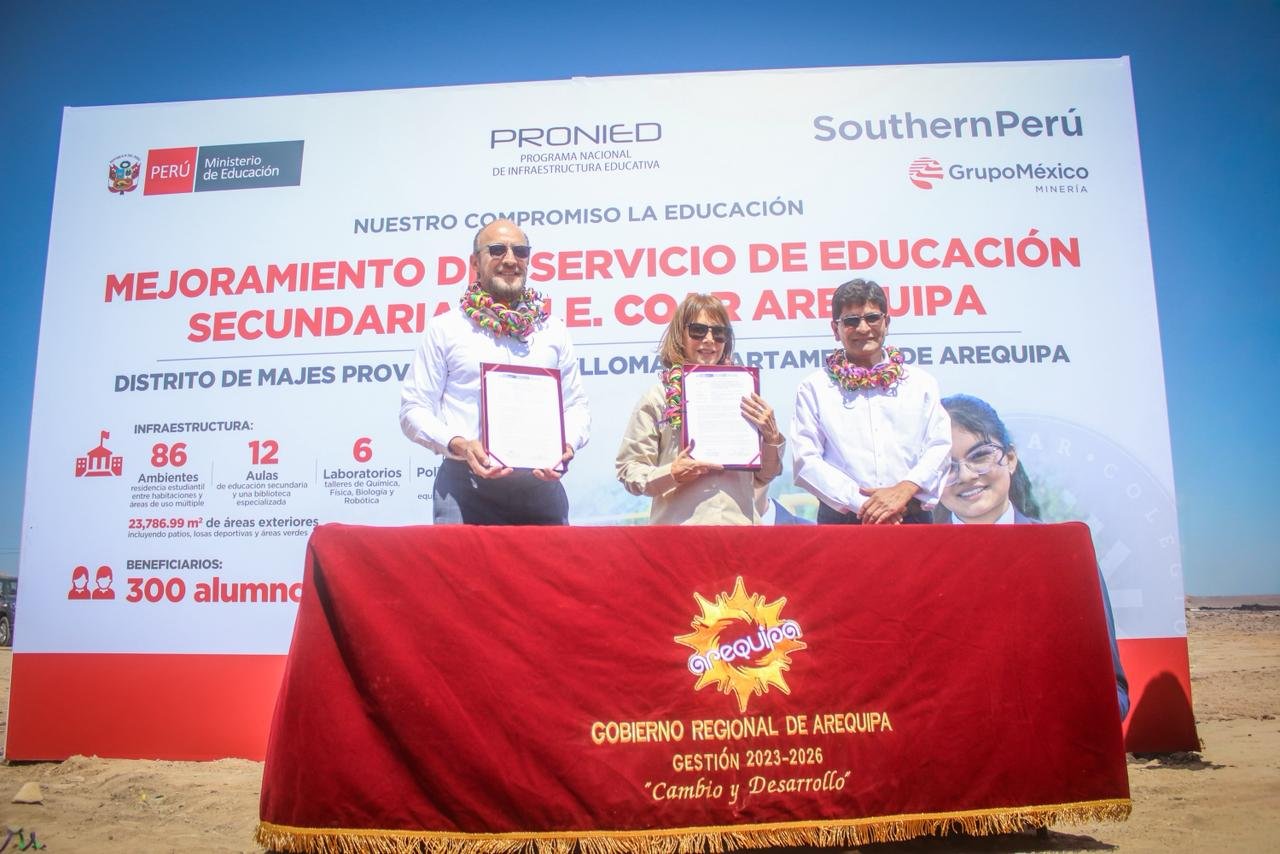 Minedu y Southern Perú formalizan entrega de terreno para la construcción del COAR Arequipa